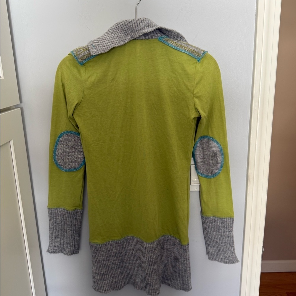 Free People lime green and grey knit tunic sweater with button details - Picture 7 of 7